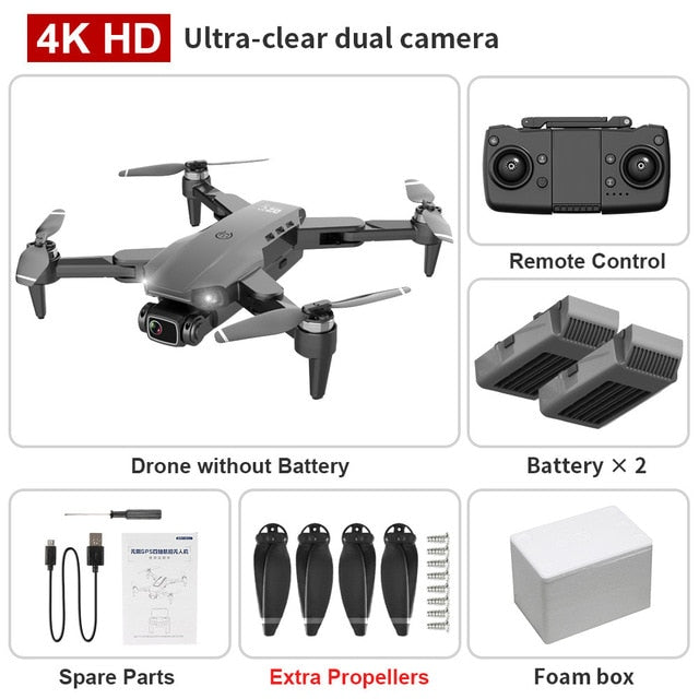 XKJ L900PRO GPS Drone 4K Dual HD Camera Professional Aerial Photography Brushless Motor Foldable Quadcopter RC Distance1200M Black Foambox 2B - Tophatter Daily Deals