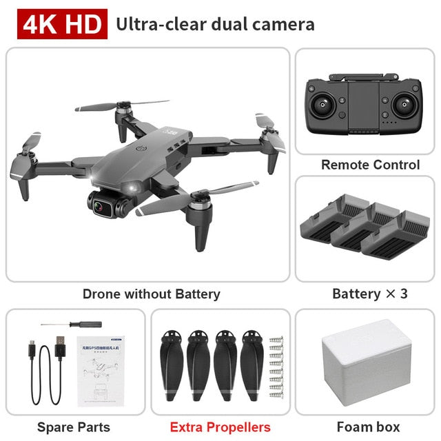 XKJ L900PRO GPS Drone 4K Dual HD Camera Professional Aerial Photography Brushless Motor Foldable Quadcopter RC Distance1200M Black Foambox 3B - Tophatter Daily Deals