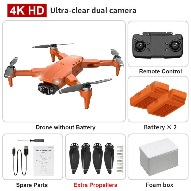XKJ L900PRO GPS Drone 4K Dual HD Camera Professional Aerial Photography Brushless Motor Foldable Quadcopter RC Distance1200M Orange Foambox 2B - Tophatter Daily Deals