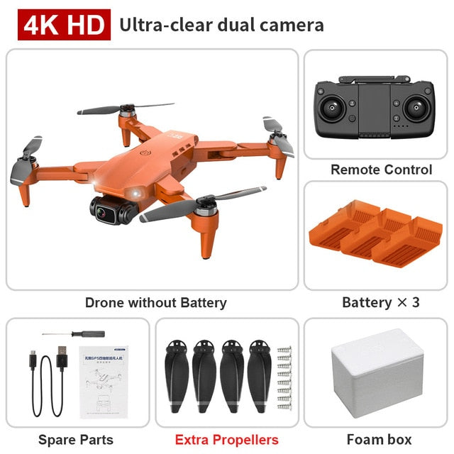 XKJ L900PRO GPS Drone 4K Dual HD Camera Professional Aerial Photography Brushless Motor Foldable Quadcopter RC Distance1200M Orange Foambox 3B - Tophatter Daily Deals