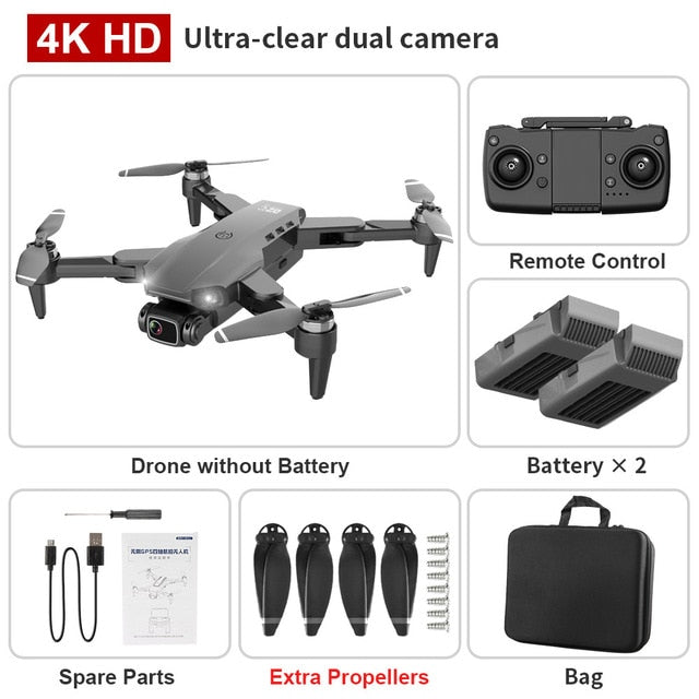 XKJ L900PRO GPS Drone 4K Dual HD Camera Professional Aerial Photography Brushless Motor Foldable Quadcopter RC Distance1200M Black bag 2B - Tophatter Daily Deals