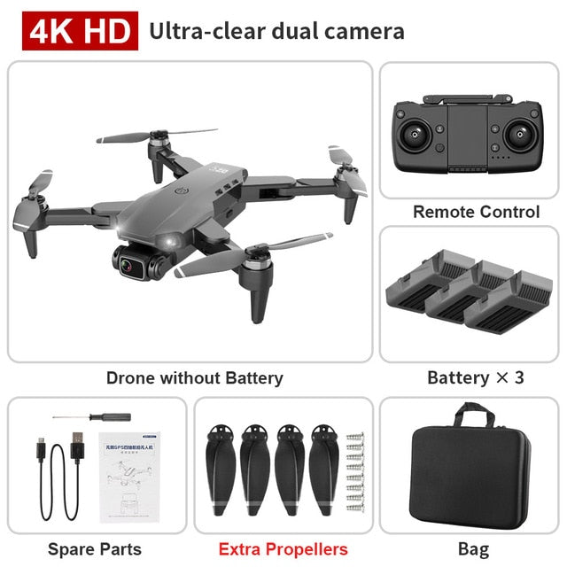 XKJ L900PRO GPS Drone 4K Dual HD Camera Professional Aerial Photography Brushless Motor Foldable Quadcopter RC Distance1200M Back bag 3B - Tophatter Daily Deals
