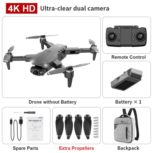 XKJ L900PRO GPS Drone 4K Dual HD Camera Professional Aerial Photography Brushless Motor Foldable Quadcopter RC Distance1200M Black Backpack - Tophatter Daily Deals
