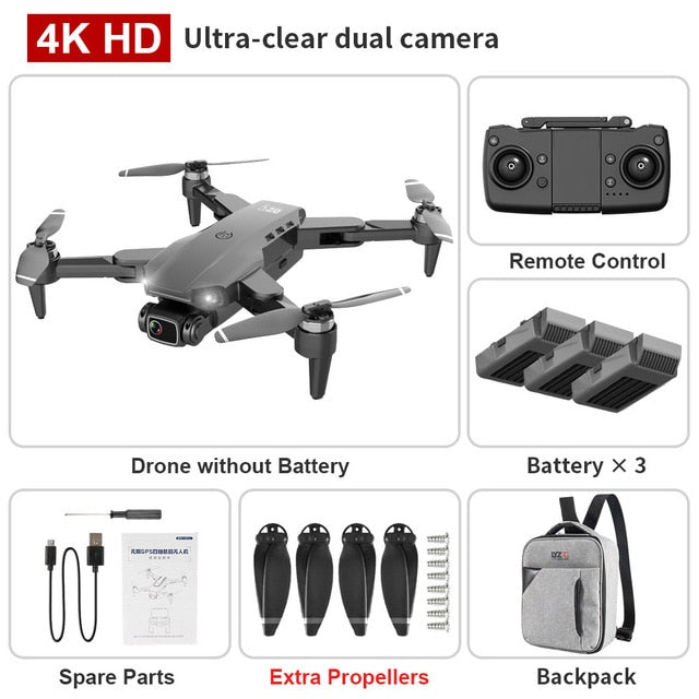XKJ L900PRO GPS Drone 4K Dual HD Camera Professional Aerial Photography Brushless Motor Foldable Quadcopter RC Distance1200M Black Backpack 3B - Tophatter Daily Deals