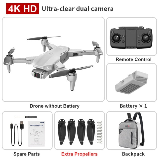 XKJ L900PRO GPS Drone 4K Dual HD Camera Professional Aerial Photography Brushless Motor Foldable Quadcopter RC Distance1200M Gray Backpack - Tophatter Daily Deals