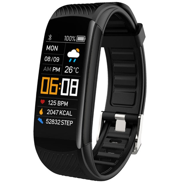 Sport Fitness Bracelet Waterproof Fitness Tracker Blood Pressure Heart Rate Monitor Smart Band Watch For Android IOS Phone C5S Black - Tophatter Daily Deals