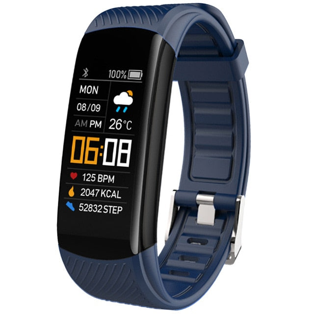 Sport Fitness Bracelet Waterproof Fitness Tracker Blood Pressure Heart Rate Monitor Smart Band Watch For Android IOS Phone C5S Blue - Tophatter Daily Deals