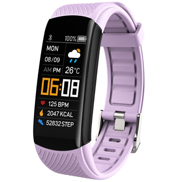 Sport Fitness Bracelet Waterproof Fitness Tracker Blood Pressure Heart Rate Monitor Smart Band Watch For Android IOS Phone C5S Purple - Tophatter Daily Deals