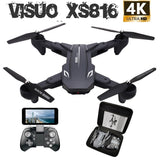 Visuo XS816 RC Drone with 50 Times Zoom WiFi FPV 4K Dual Camera Optical Flow Quadcopter Foldable Selfie Dron VS SG106 M70 - Tophatter Daily Deals