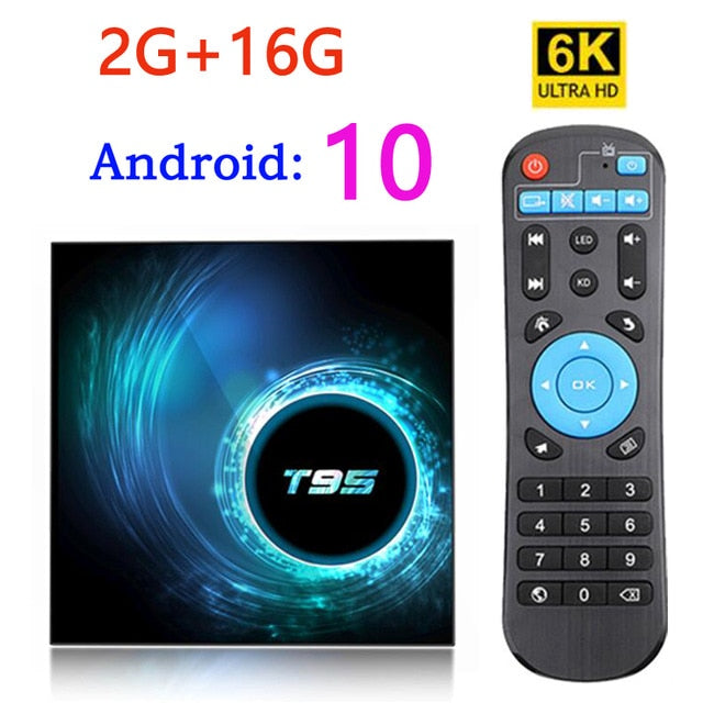 2020 Latest T95 Smart Tv Box Android 10 6k 2.4g & 5g Wifi Bluetooth 5.0 4g 16g 32gb 64gb 4k Quad Core Set-Top Box Media Player 2G 16G - Tophatter Daily Deals