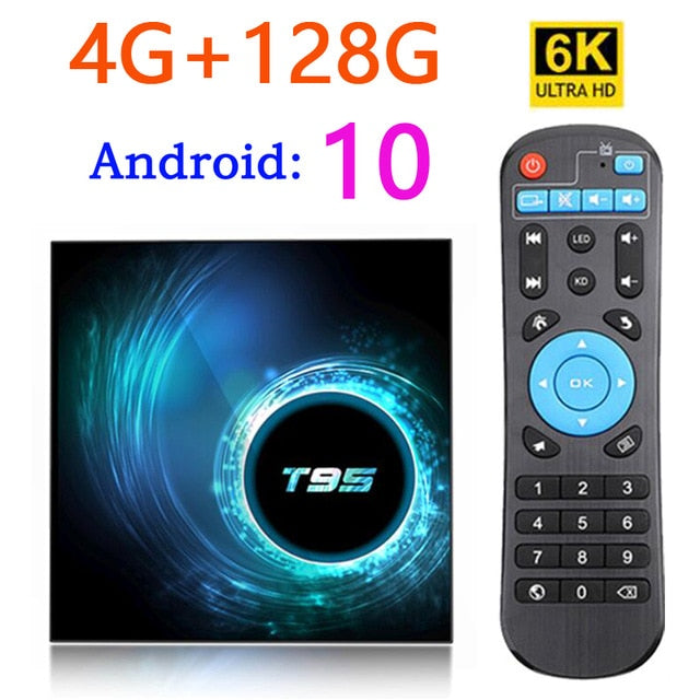 2020 Latest T95 Smart Tv Box Android 10 6k 2.4g & 5g Wifi Bluetooth 5.0 4g 16g 32gb 64gb 4k Quad Core Set-Top Box Media Player 4G 128G - Tophatter Daily Deals