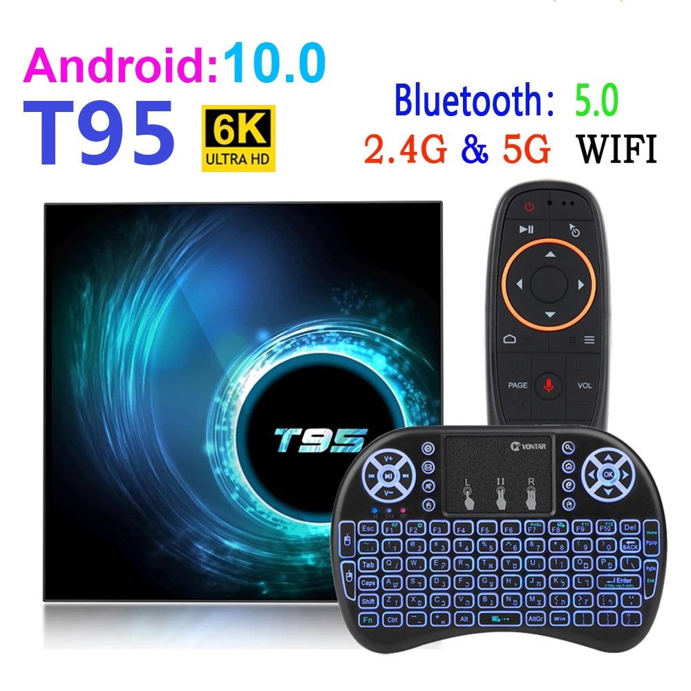 Android 10 T95 Smart Tv Box Youtube HD 6K 2.4G&5G Wifi 4GB 32GB 64GB Google Voice Assistant Bluetooth TV Receiver Media Player - Tophatter Daily Deals
