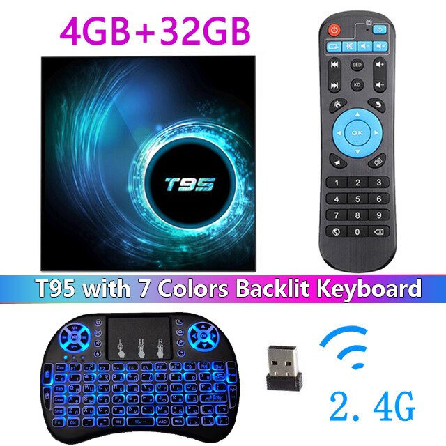Android 10 T95 Smart Tv Box Youtube HD 6K 2.4G&5G Wifi 4GB 32GB 64GB Google Voice Assistant Bluetooth TV Receiver Media Player 4G 32G keyb - Tophatter Daily Deals