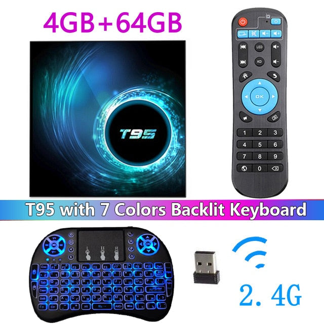 Android 10 T95 Smart Tv Box Youtube HD 6K 2.4G&5G Wifi 4GB 32GB 64GB Google Voice Assistant Bluetooth TV Receiver Media Player 4G 64G keyb - Tophatter Daily Deals