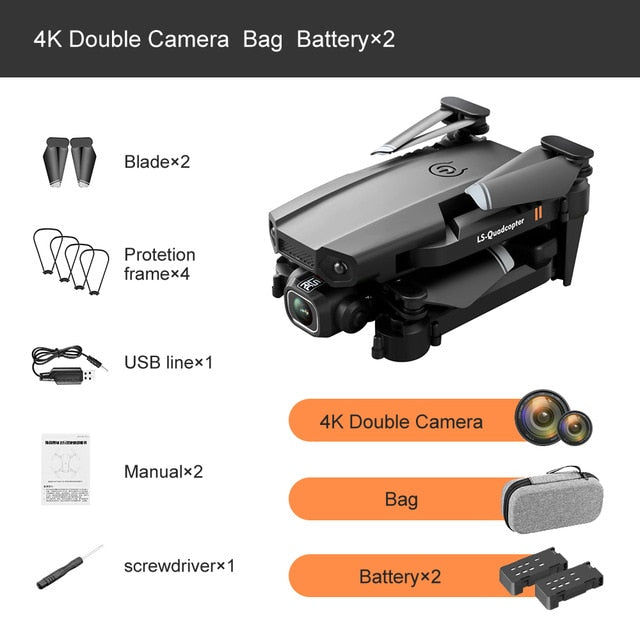 New Drone 4k Double Camera HD XT6 WIFI FPV Drone Air Pressure Fixed Height four-axis Aircraft RC Helicopter With Camera 4K Pro 2B Bag - Tophatter Daily Deals