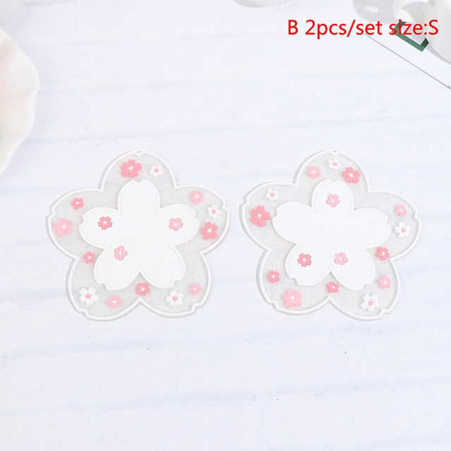 Japanese Style Cherry Blossom Coaster Heat Cup Mug Coaster White Set of 2 Flowers - Tophatter Daily Deals