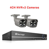 Techage Security Camera System 8CH 5MP HD POE NVR Kit CCTV Two Way Audio AI Face Detect Outdoor Video Surveillance IP Camera Set 4CH NVR and 2 Camera - Tophatter Daily Deals