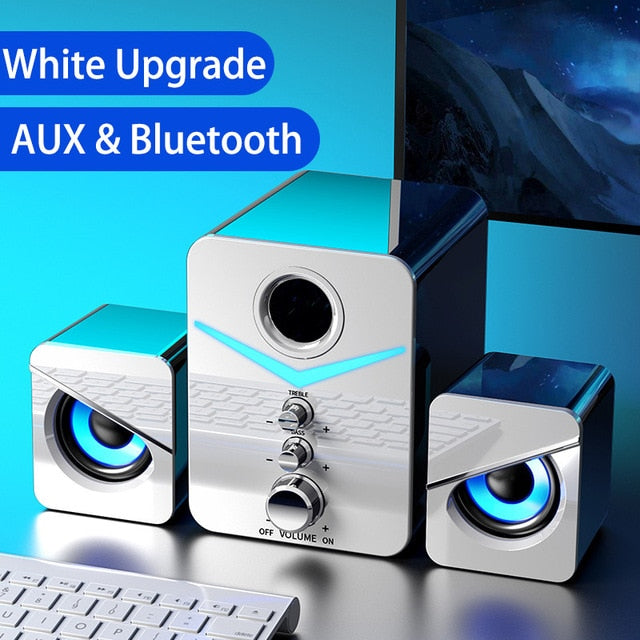 Home Theater System Caixa De Som PC Bass Subwoofer Bluetooth Speaker Computer Speakers Music Boombox Desktop Laptop Altavoces TV White Bluetooth 1.5", 1.5" - Tophatter Daily Deals