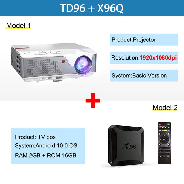 ThundeaL Full HD 1080P Projector TD96 TD96W Android WiFi LED Proyector Native 1920 x 1080P 3D Home Theater Smart Phone Beamer Basic add TV BOX - Tophatter Daily Deals