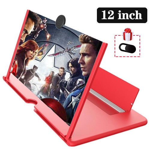 Orsda 10/12/14 inch HD Stylish Universal Screen Amplifier 3D Mobile Phone Screen Amplifier for All Mobile Phone Mag 12inch-Red - Tophatter Daily Deals
