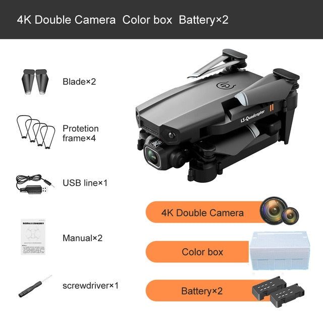 New Drone 4k Double Camera HD XT6 WIFI FPV Drone Air Pressure Fixed Height four-axis Aircraft RC Helicopter With Camera 4K Pro 2B Foma Box - Tophatter Daily Deals