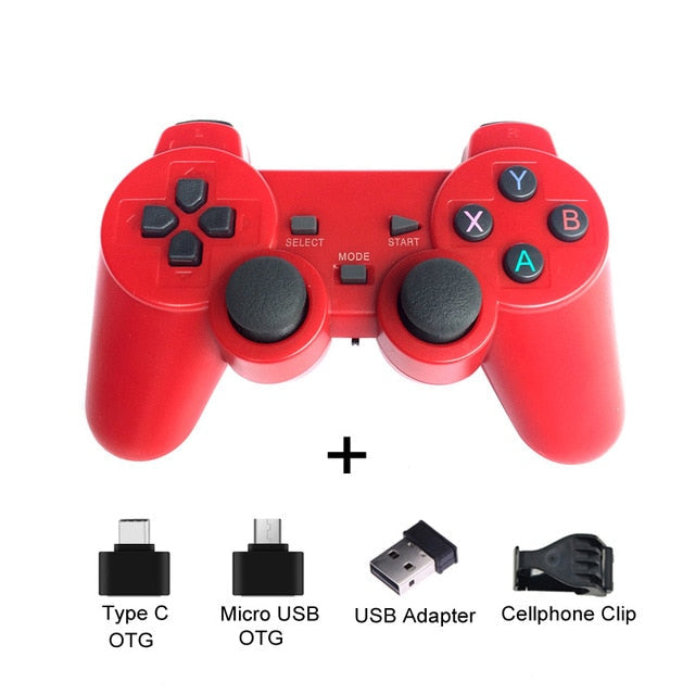 Wireless Gamepad For Android Phone/PC/PS3/TV Box Joystick 2.4G Joypad USB PC Game Controller For Xiaomi Smart Phone Accessories Red with clip - Tophatter Daily Deals