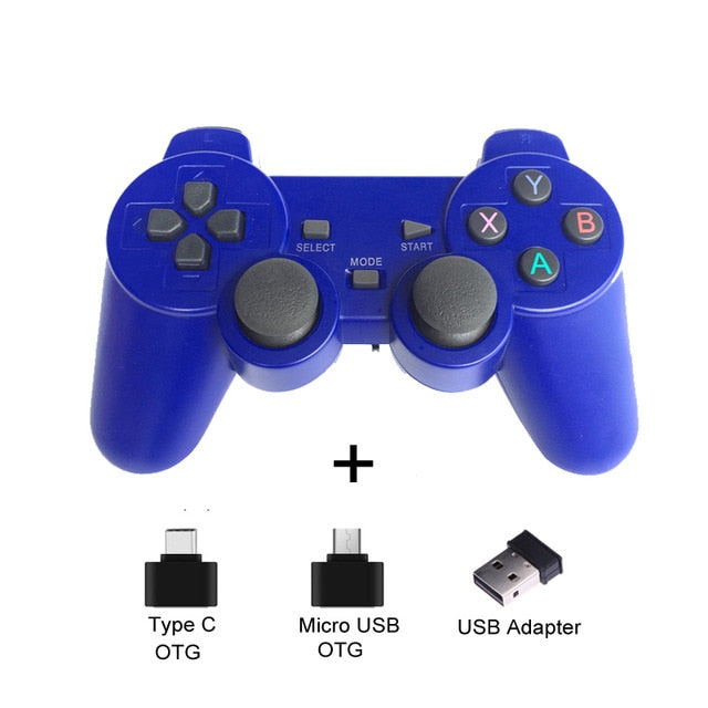 Wireless Gamepad For Android Phone/PC/PS3/TV Box Joystick 2.4G Joypad USB PC Game Controller For Xiaomi Smart Phone Accessories Blue without clip - Tophatter Daily Deals