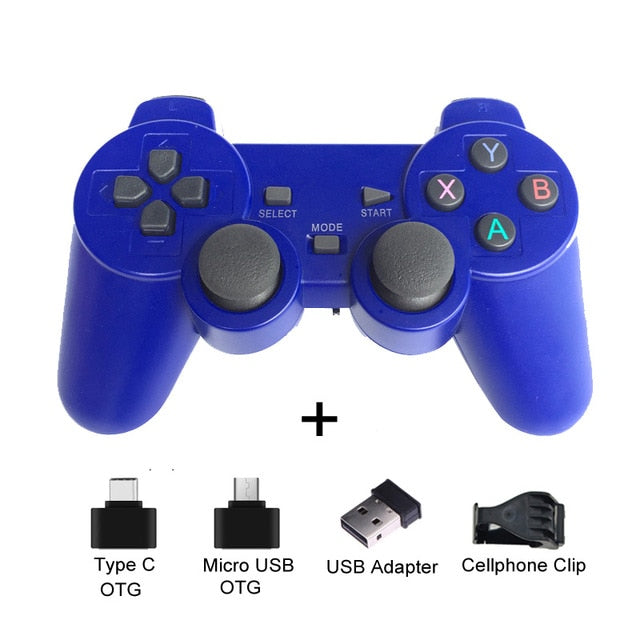 Wireless Gamepad For Android Phone/PC/PS3/TV Box Joystick 2.4G Joypad USB PC Game Controller For Xiaomi Smart Phone Accessories Blue with clip - Tophatter Daily Deals