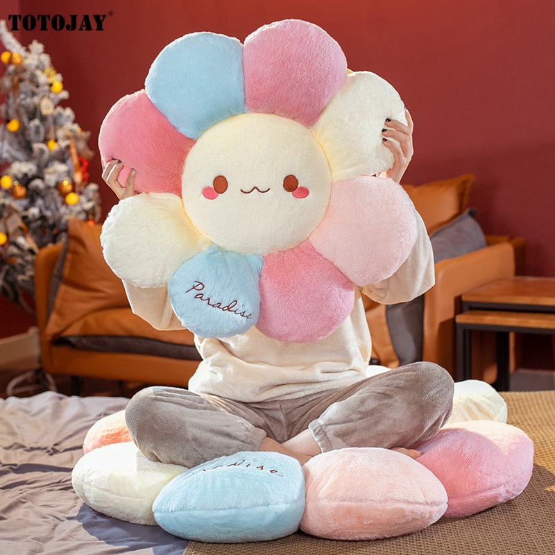 Smiley Sunflower Flower Plush Donut Pet Cushion Mat Pillow Pastel Flowers - Tophatter Daily Deals
