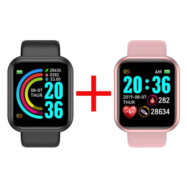 Smart Watch Men Women Smartwatch Heart Rate Blood Pressure Monitor Fitness Tracker Watch Smart Bracelet for Android and IOS Black and Pink China - Tophatter Daily Deals