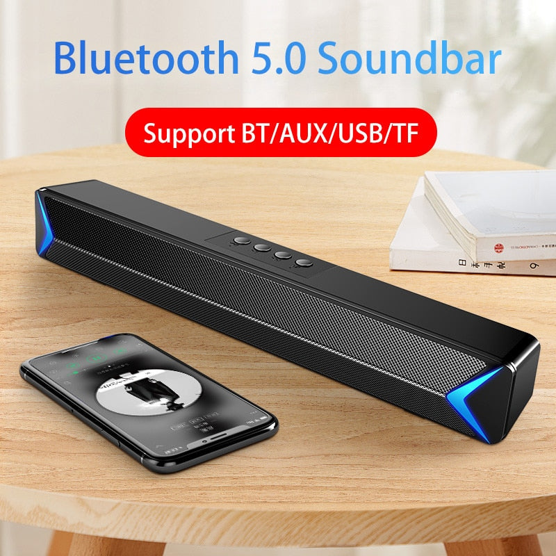 2021 TV Sound Bar AUX USB Wired and Wireless Bluetooth Home Theater FM Radio Surround Sound Bar PC Speaker Computer Soundbar - Tophatter Daily Deals
