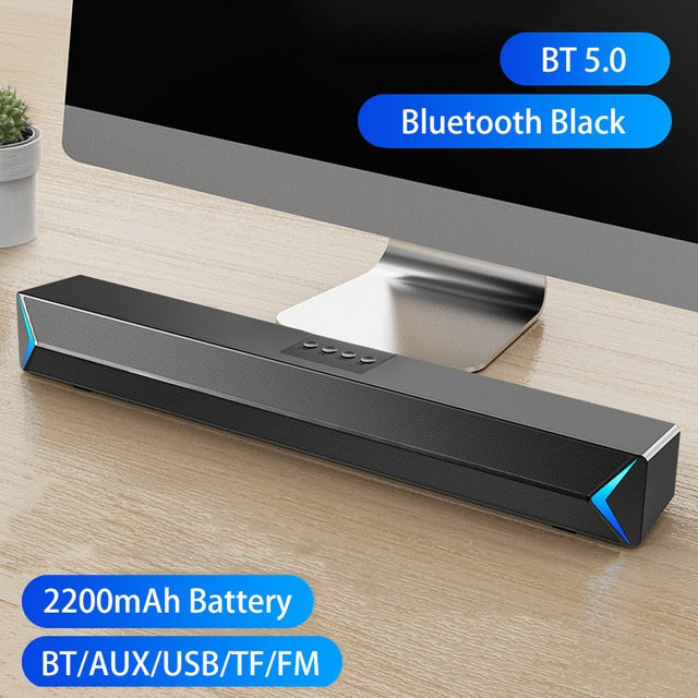 2021 TV Sound Bar AUX USB Wired and Wireless Bluetooth Home Theater FM Radio Surround Sound Bar PC Speaker Computer Soundbar s13 Black Bluetooth - Tophatter Daily Deals