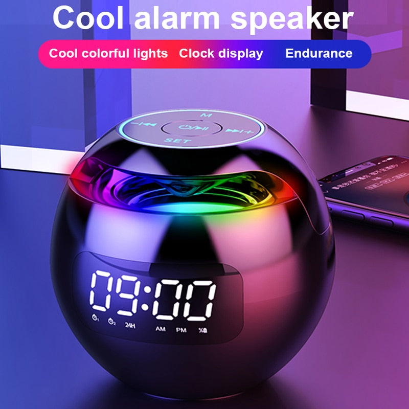 Mini Bluetooth Speaker Wireless Bluetooth Sound box with LED Display Alarm Clock Hifi TF Card MP3 Music Play - Tophatter Daily Deals