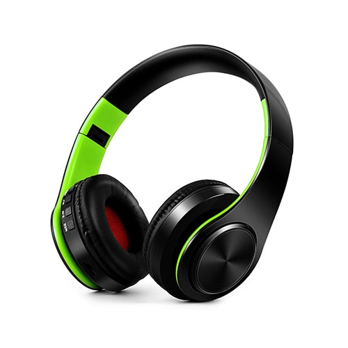 HIFI Stereo Earphones Bluetooth Headphone Music Headset FM and Support SD Card with Mic for Mobile XiaoMi Iphone Sumsamg Tablet Green black - Tophatter Daily Deals