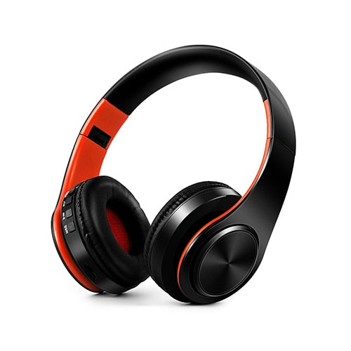HIFI Stereo Earphones Bluetooth Headphone Music Headset FM and Support SD Card with Mic for Mobile XiaoMi Iphone Sumsamg Tablet Orange black - Tophatter Daily Deals