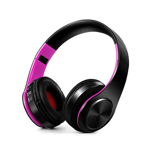 HIFI Stereo Earphones Bluetooth Headphone Music Headset FM and Support SD Card with Mic for Mobile XiaoMi Iphone Sumsamg Tablet Pink blacK - Tophatter Daily Deals