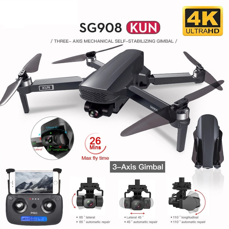 2021 NEW SG908 GPS Drone with 4K HD Camera 3-Axis Gimbal WiFi FPV Profesional Foldable Quadcopter distance 1.2km VS SG906 MAX - Tophatter Daily Deals