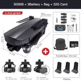 2021 NEW SG908 GPS Drone with 4K HD Camera 3-Axis Gimbal WiFi FPV Profesional Foldable Quadcopter distance 1.2km VS SG906 MAX 908 3B Bag 32G - Tophatter Daily Deals