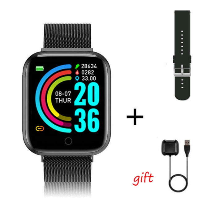 I5 Sport Smartwatch Women Men Heart Rate Blood Pressure Fitness Tracker Kids Smart Clock For Android IOS Smart Watch PK IWO P80 D20pro Steel Black - Tophatter Daily Deals