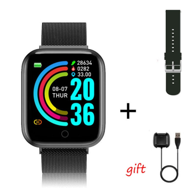 I5 Sport Smartwatch Women Men Heart Rate Blood Pressure Fitness Tracker Kids Smart Clock For Android IOS Smart Watch PK IWO P80 D20pro Steel Black - Tophatter Daily Deals