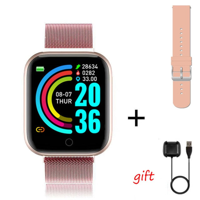 I5 Sport Smartwatch Women Men Heart Rate Blood Pressure Fitness Tracker Kids Smart Clock For Android IOS Smart Watch PK IWO P80 D20pro Steel Golden - Tophatter Daily Deals