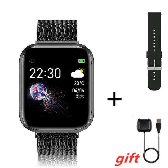 I5 Sport Smartwatch Women Men Heart Rate Blood Pressure Fitness Tracker Kids Smart Clock For Android IOS Smart Watch PK IWO P80 i5 Steel Black - Tophatter Daily Deals