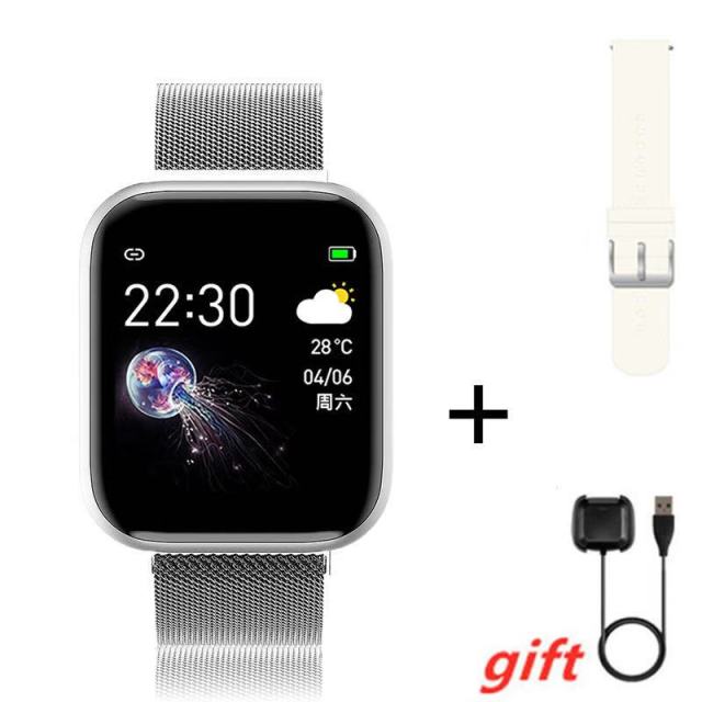 I5 Sport Smartwatch Women Men Heart Rate Blood Pressure Fitness Tracker Kids Smart Clock For Android IOS Smart Watch PK IWO P80 i5 Steel Silver - Tophatter Daily Deals