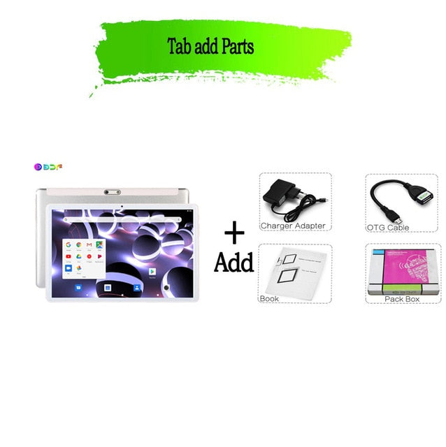 Tablets New 10.1 inch Tablet Android Octa Core 3G/4G Phone Call 4GB/64GB ROM Bluetooth 4.0 Wi-FI 2.5D Steel Screen Tablet PC Bundle 1 - Tophatter Daily Deals