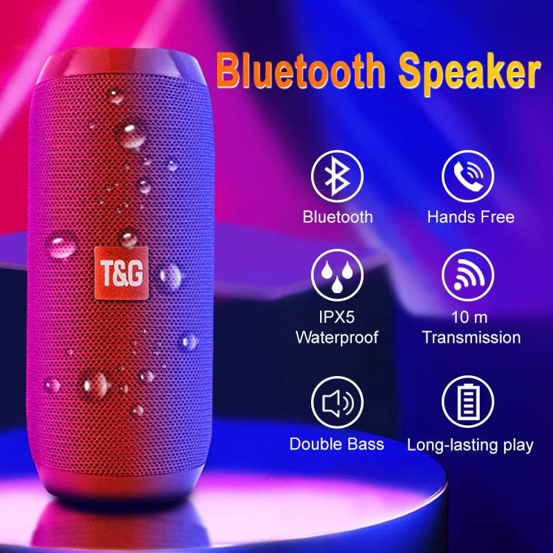 Portable Bluetooth Speaker Wireless Bass Column Waterproof Outdoor USB Speakers Support AUX TF FM Radio Subwoofer Loudspeaker - Tophatter Daily Deals