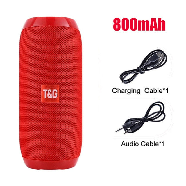 Portable Bluetooth Speaker Wireless Bass Column Waterproof Outdoor USB Speakers Support AUX TF FM Radio Subwoofer Loudspeaker red 800mAh - Tophatter Daily Deals