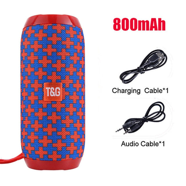 Portable Bluetooth Speaker Wireless Bass Column Waterproof Outdoor USB Speakers Support AUX TF FM Radio Subwoofer Loudspeaker red B 800mAh - Tophatter Daily Deals