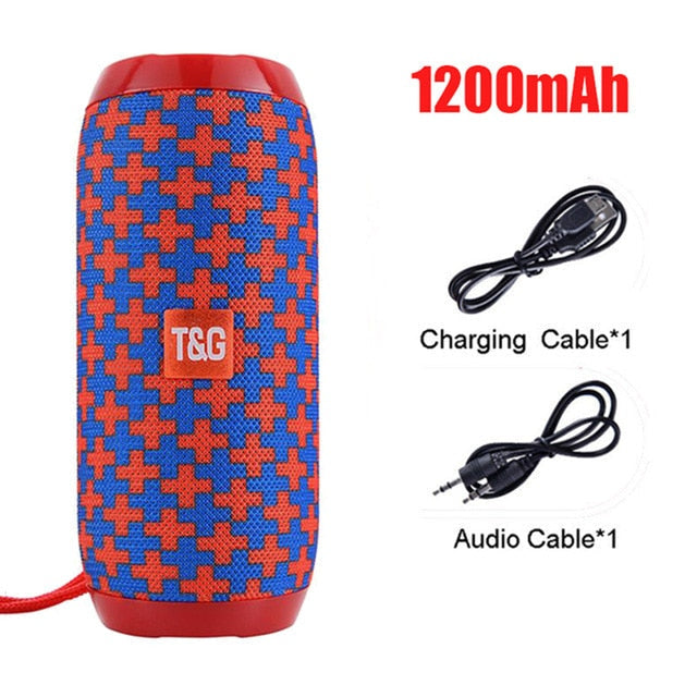 Portable Bluetooth Speaker Wireless Bass Column Waterproof Outdoor USB Speakers Support AUX TF FM Radio Subwoofer Loudspeaker red B 1200mAh - Tophatter Daily Deals