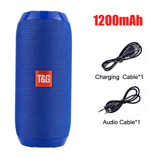 Portable Bluetooth Speaker Wireless Bass Column Waterproof Outdoor USB Speakers Support AUX TF FM Radio Subwoofer Loudspeaker blue 1200mAh - Tophatter Daily Deals