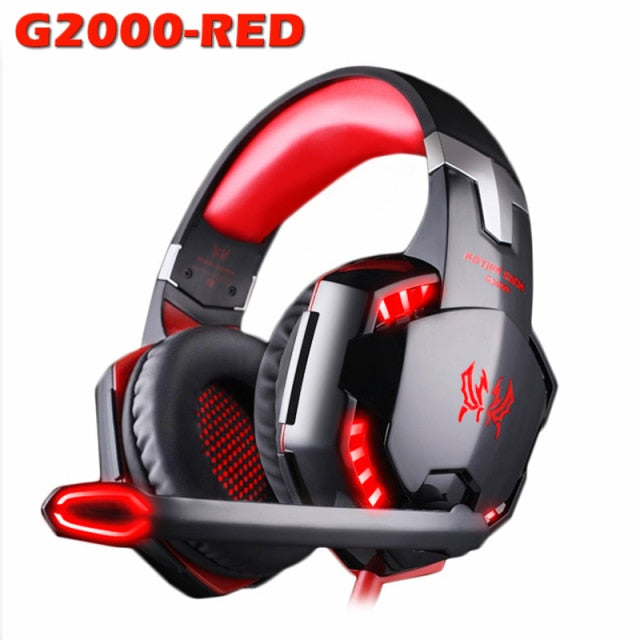 Game Headphones Gaming Headsets Bass Stereo Over-Head Earphone Casque PC Laptop Microphone Wired Headset For Computer PS4 Xbox G2000 Red - Tophatter Daily Deals